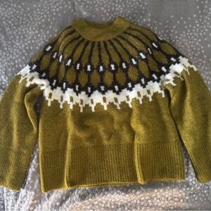 Banana Republic Olive Green Nordic Patterned Women's Sweater